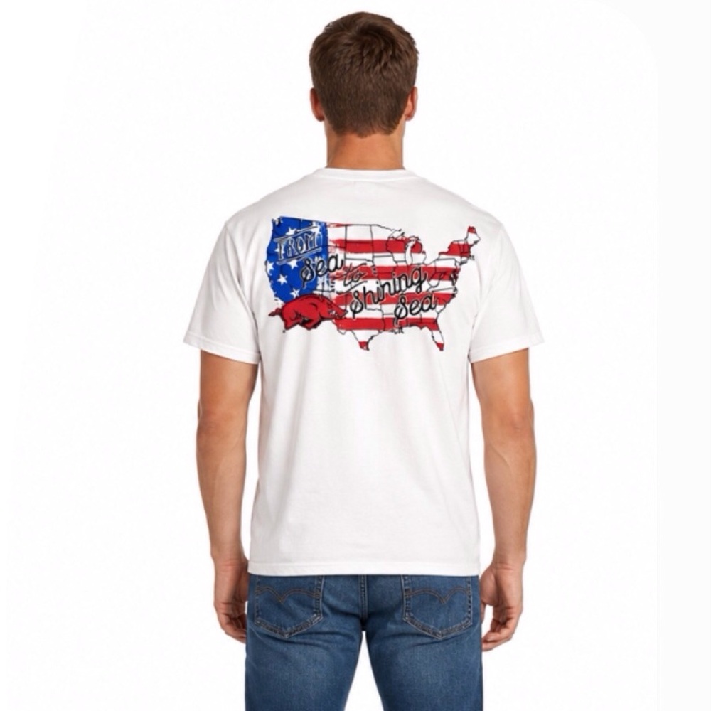 Arkansas Razorbacks T Shirt Size Medium Stars and Stripes USA Front Back Logos